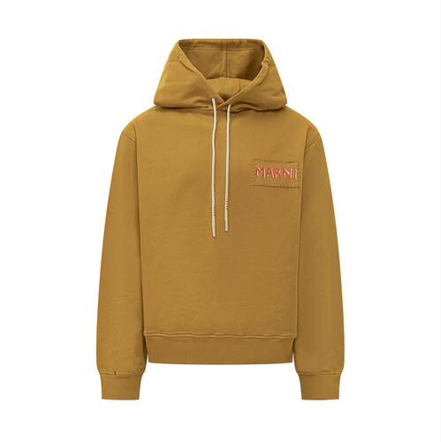 Marni 玛尼 男士 FW25 卫衣 Marni 徽标贴片抽绳连帽官网直邮进口