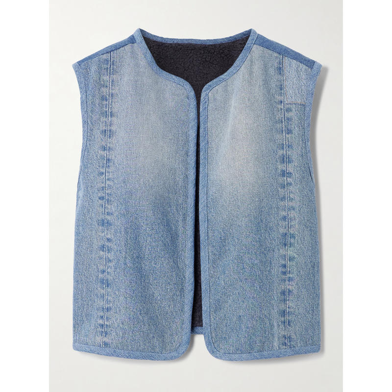 B SIDES Jeans 女士 马甲 可反穿牛仔人造毛羊皮背心