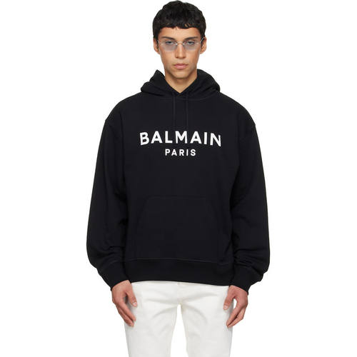 Balmain 巴尔曼 男士 卫衣 Balmain 黑色 Printed Cotton 连帽衫