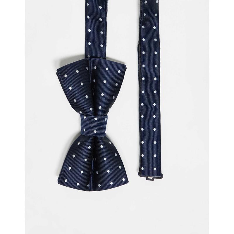 French Connection 男士 领结 波尔卡圆点白色蝴蝶结领结(海军蓝)