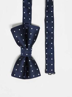 French Connection 男士 领结 波尔卡圆点白色蝴蝶结(海军蓝)