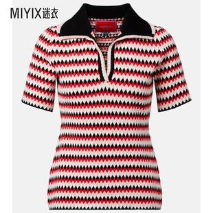 La DoubleJ 女款Checkers 针织Polo衫 迷衣时尚