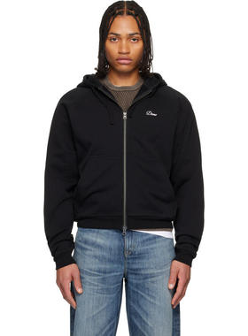 Dime MTL 男士 卫衣 黑色 Cursive Small Logo Zip 连帽衫