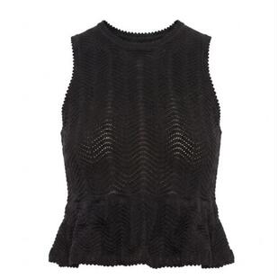 TWINSET 女士 SS26 上衣 黑色网眼提花针织之字纹