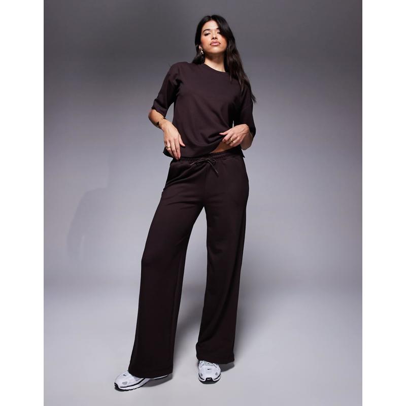 River Island 女士 运动长裤 “” co-ord 简洁款阔腿棕色慢跑裤