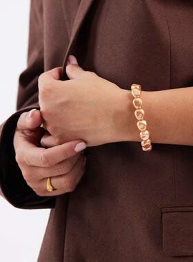 ASOS DESIGN 女士 手链 设计T带人造珍珠色调手链(金色)