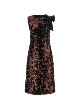 Ganni 甘尼 女士 SS26 中长连衣裙 'Demitasse' 聚酯天鹅绒亮片