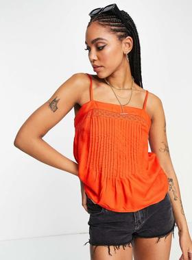 YAS 女士 背心 Y.A.S co-ord 褶裥前襟背心亮橙色上衣