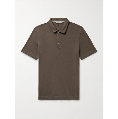 Canali 康钠丽 男士 SS26 POLO衫 修身棉质莱赛尔纤维混纺凸纹布
