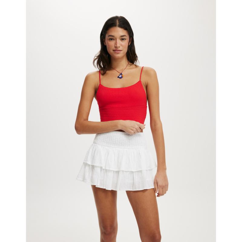 Cotton:on 女士 背心 Chloe 棉质抽褶背心(lava)