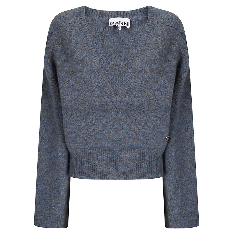 Ganni 甘尼 女士 FW26 毛衣 Maglione 混纺马海毛深V领 - 实物图