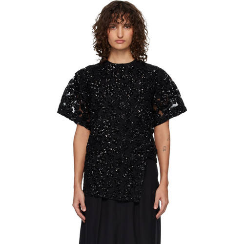 Junya Watanabe 渡边淳弥 女士 T恤 黑色 Floral Sequins Pointed