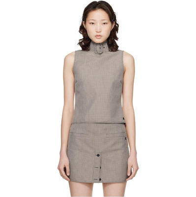 Courrèges 古未界 女士 背心 驼色 Buckle Houndstooth 上装