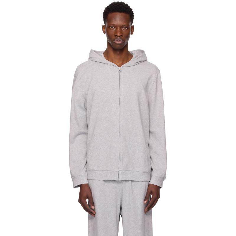 SKIMS 男士 卫衣 灰色 Jersey Lounge Zip Up 连帽衫