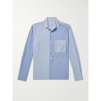 Hartford 男士 FW25 衬衫 拼布条纹棉质牛津衬衫