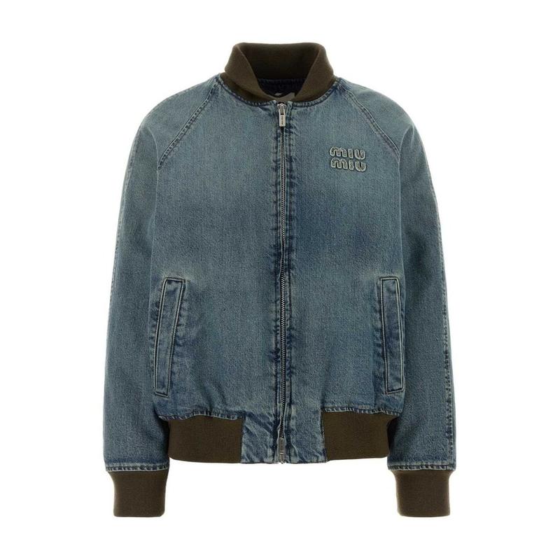 Miu Miu 女士 SS26 夹克 拉鍊牛仔外套