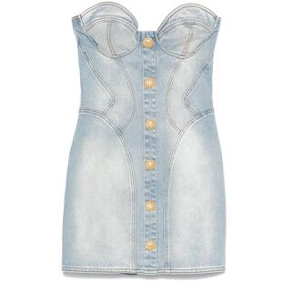 巴尔曼 连衣裙 女士 短款 露肩连衣裙 SS25 Balmain