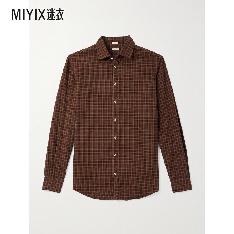 Massimo Alba 男款Canary 格纹棉质法兰绒衬衫 迷衣时尚