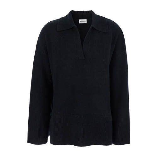 Parosh 女士 FW25 毛衣 Sweater 黑色风格衣领落肩羊毛羊绒Polo衫