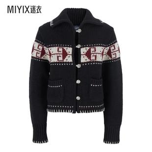 【秋冬新品】The Seafarer 女款'Fair Isle' 黑色宽领图案羊毛混