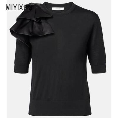 Dorothee Schumacher 女款Chic 美利奴羊毛初剪羊毛荷叶边毛衣 迷