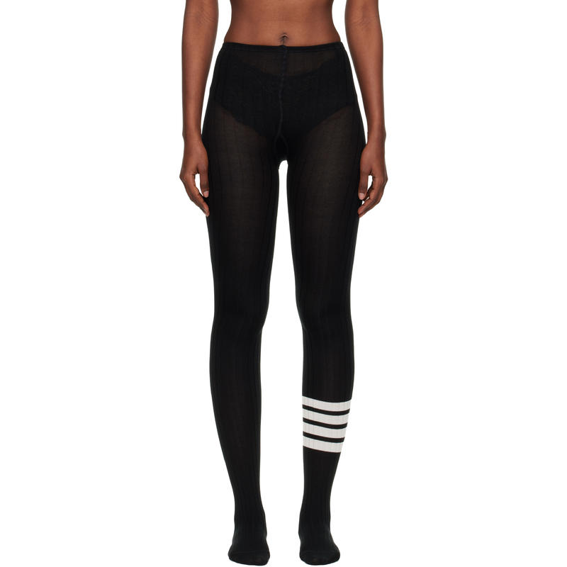 Thom Browne 女士 袜子 黑色 Opaque Rib 4-Bar 连裤袜