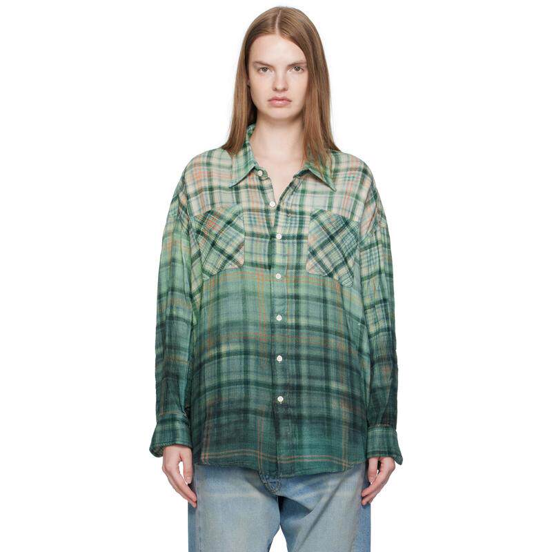 R13 女士 衬衫 绿色 Drop Neck Work