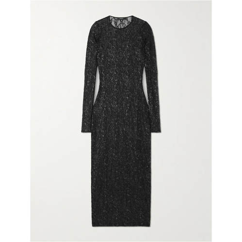 WARDROBE.NYC 女士 FW25 中长连衣裙 金属感凸纹蕾丝