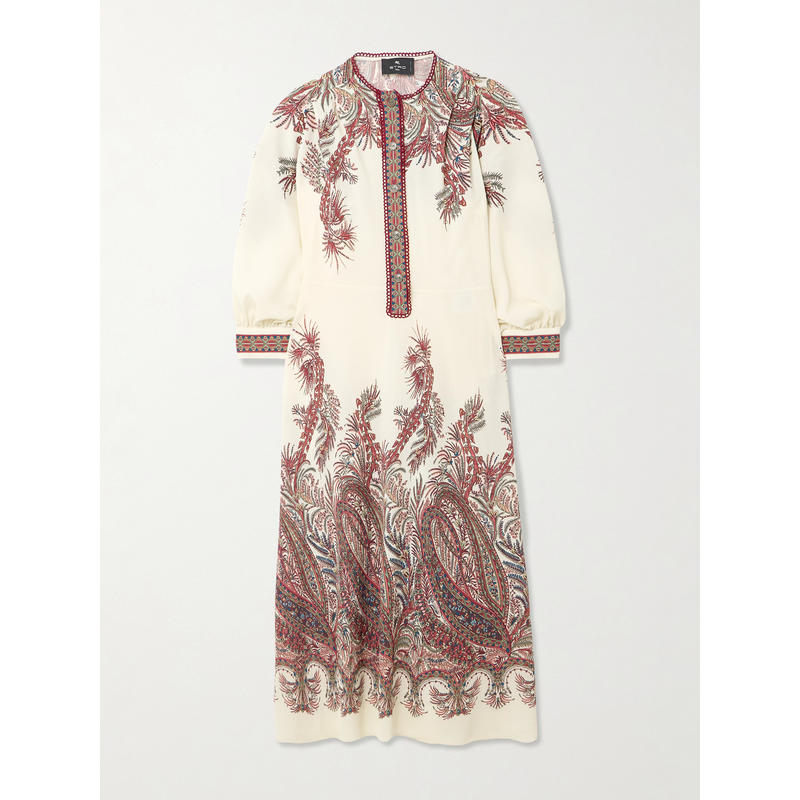 Etro 女士 FW25 中长连衣裙 DETAILS 佩斯利印花系扣中长连衣裙