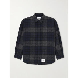 WTAPS 男士 夹克 Logo-Appliquéd 格纹磨毛羊毛混纺衬衫式夹克