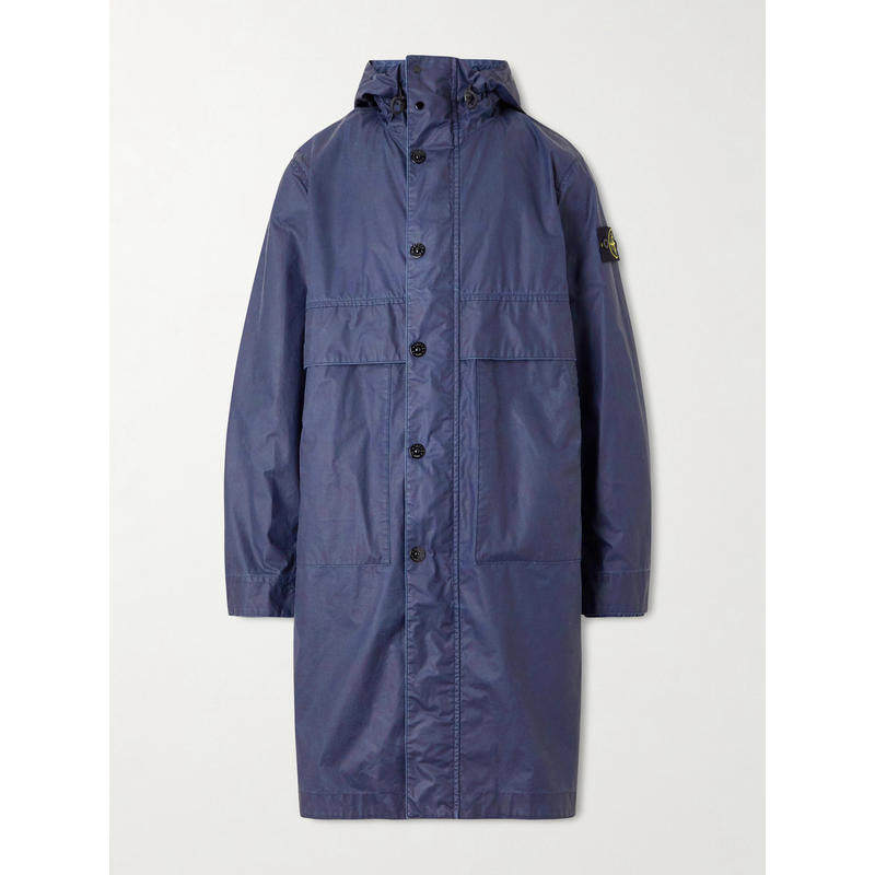 Stone Island 石头岛 男士 大衣 Logo-Appliquéd 涂层帆布连帽