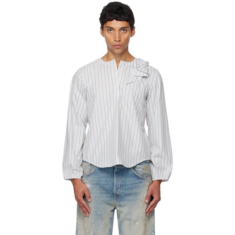 Ashley Williams 男士 上衣 绿色 Stripe Bow 衬衫