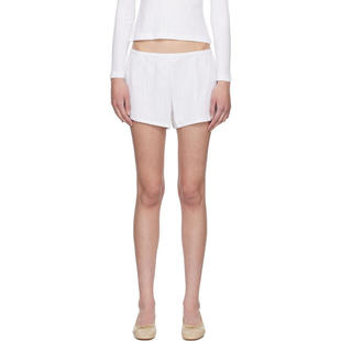 LESET 女士 短裤 白色 Pointelle Mini