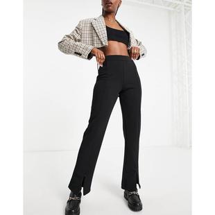 Y.A.S 长裤 前开衩裤 子 YAS 黑色 女士