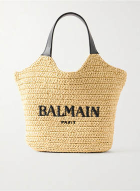 Balmain 巴尔曼 女士 FW26 托特包 Balmain Logo 草编效果手提袋