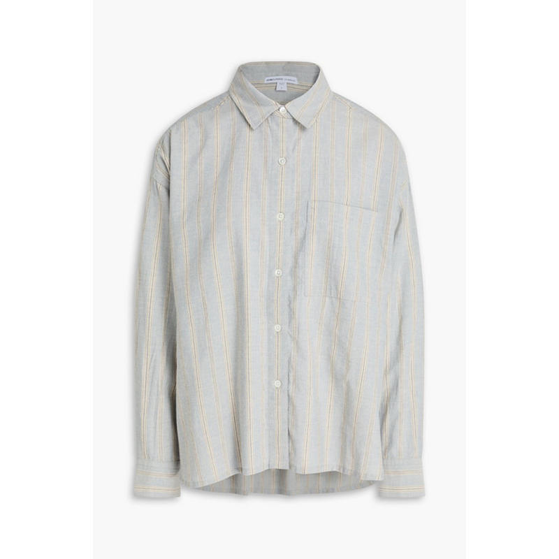 James Perse 女士 上衣 条纹棉麻混纺衬衫