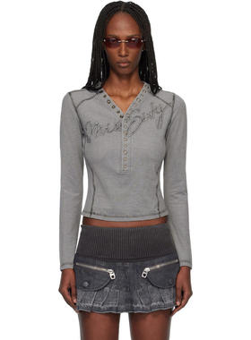 Miss Sixty 女士 上衣 灰色 KNWLS 联名 Logo Patchwork 上装