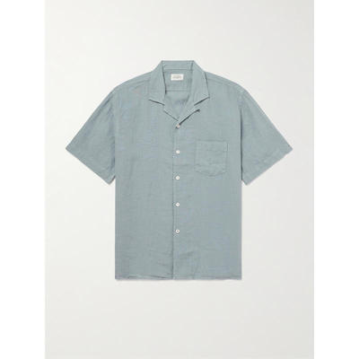 Hartford 男士 FW25 衬衫 棕榈树印花可拆卸领亚麻衬衫