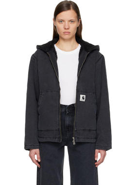 Carhartt WIP卡哈特 女士 夹克 黑色 Hooded Mitch 飞行员夹克
