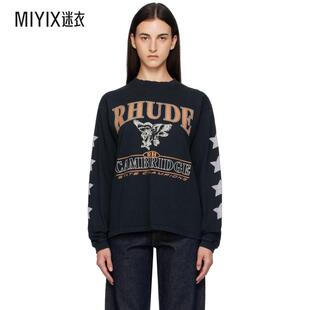 Rhude 女款黑色 Cambridge State Champs 长袖 T 恤 迷衣时尚