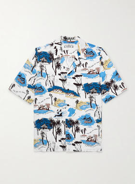 MANAAKI 男士 衬衫 Te Ika A Maui Lyocell-Twill 露营领印花衬衫