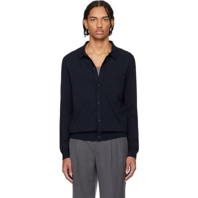 Hugo 雨果 男士 衬衫 海军蓝 Regular-Fit Ribbed Trims 夹克