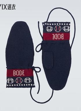 Bode 男款针织提花羊驼毛连指手套 迷衣时尚