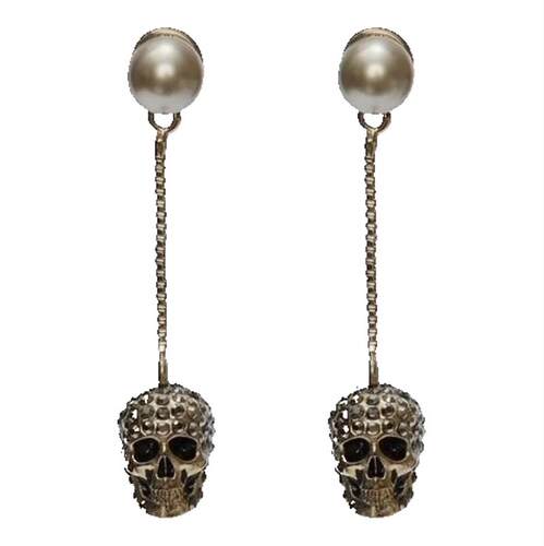 MCQUEEN 亚历山大·麦昆 女士 耳环 Pave Skull Chain Earrings