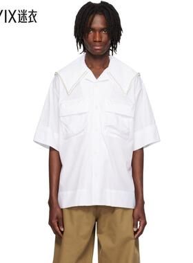 Simone Rocha 男款白色 Cargo Flap Pocket Sailor Collar 衬衫