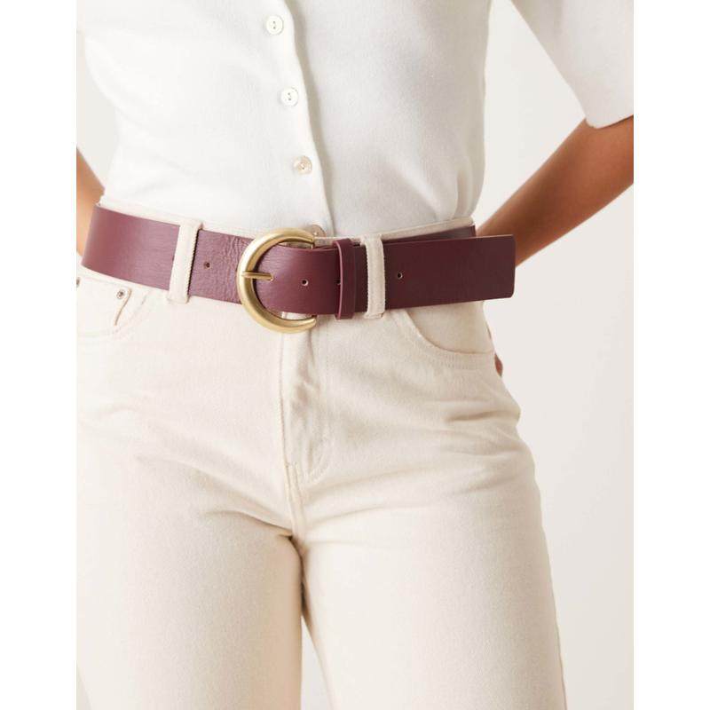 My Accessories 女士 腰带 My 饰品宽酒红色金色皮带
