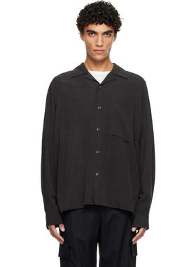 Solid Homme 男士 衬衫 灰色 Camp Collar Shirring 衬衫