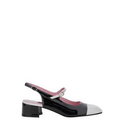 CAREL 女士 SS25 高跟鞋 'Ischia' 黑色露跟可调节带状漆皮浅口鞋