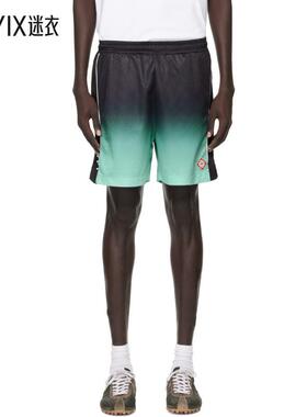 Casablanca 男款黑色 & 绿色 Gradient Monogram Football 短裤