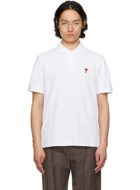 Ami Paris 男士 POLO衫 白色 Cotton Ami de Coeur Polo 衫